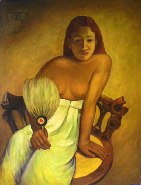 a girl with a fan